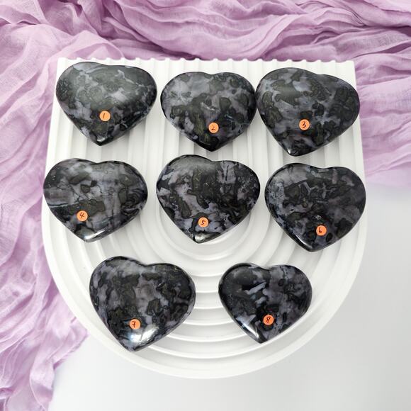 Indigo Gabbro Merlinite Heart Crystal Carving Intuition Crystals - Picture 5 of 8